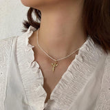 Sterling Silver Baroque Pearl Necklace 18k Angel Pendant