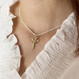Sterling Silver Baroque Pearl Necklace 18k Angel Pendant