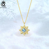 925 Silver Crystal Pendant Snowflake Necklace Christmas Gift
