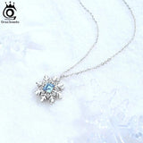 925 Silver Crystal Pendant Snowflake Necklace Christmas Gift