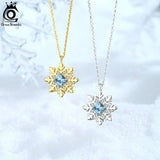 925 Silver Crystal Pendant Snowflake Necklace Christmas Gift