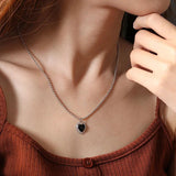 925 Silver Agate Heart Charm Necklace Jewelry Gift