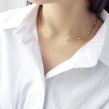 925 Silver Korea Style Double Chain Beads Choker Necklace for Women