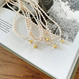 925 Sterling Silver Freshwater Pearl Necklace Double Tone Rose Flower Love