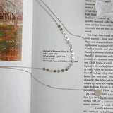 925 Silver Necklace Multi Circular Chains Double Layer Ladies Jewelry