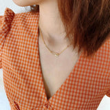925 Silver Square Link Chain Necklace Zircon Pin Choker