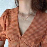925 Silver Square Link Chain Necklace Zircon Pin Choker
