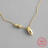 925 Silver Necklace Geometric Oval Beads Clavicle Necklace