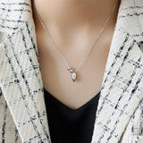 925 Silver Necklace Geometric Oval Beads Clavicle Necklace