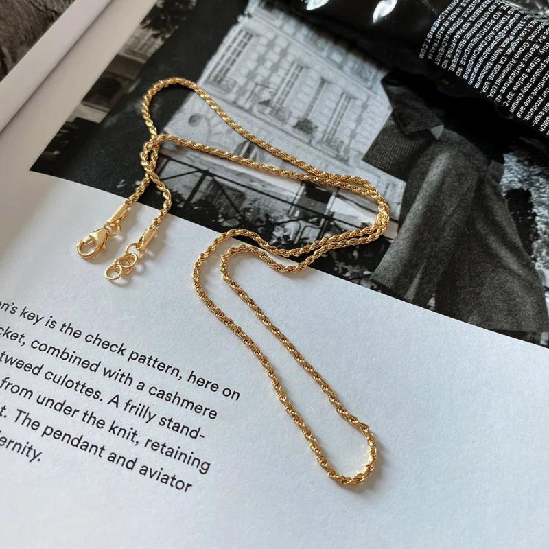 Twisted Rope Chain Necklace Real 925 Sterling Silver Choker