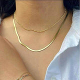 Punk Layered Flat Blade Snake Chain Choker Necklace for Women