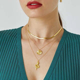 Punk Layered Flat Blade Snake Chain Choker Necklace for Women