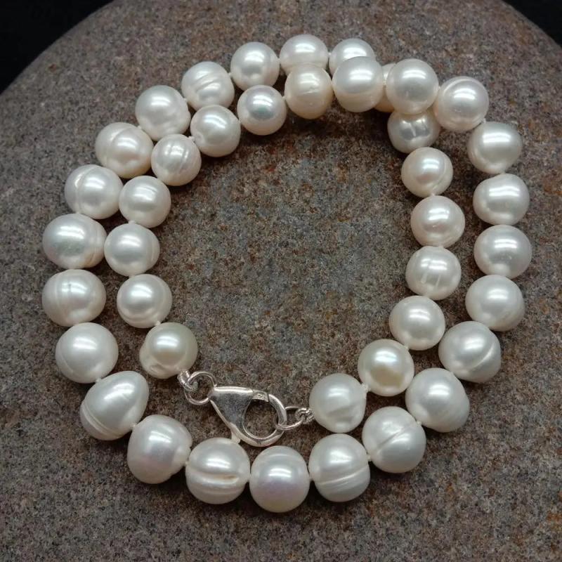 YYGEM Potato Shape Pearl Necklace 925 Silver Clasp