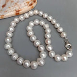 YYGEM Potato Shape Pearl Necklace 925 Silver Clasp