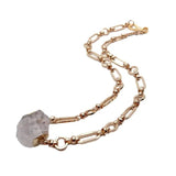 Natural Stone Plated Chain 18x21mm Raw Pendant Chokers Necklace