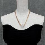 Natural Stone Plated Chain 18x21mm Raw Pendant Chokers Necklace
