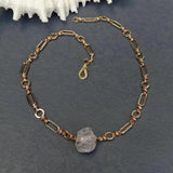 Natural Stone Plated Chain 18x21mm Raw Pendant Chokers Necklace