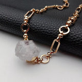 Natural Stone Plated Chain 18x21mm Raw Pendant Chokers Necklace