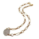 Natural Stone Plated Chain 18x21mm Raw Pendant Chokers Necklace
