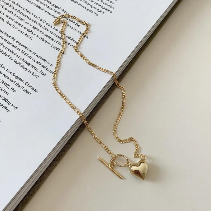 925 Silver Heart Pendant Necklace OT Buckle Clasp Wedding Jewelry Gift