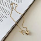 925 Silver Heart Pendant Necklace OT Buckle Clasp Wedding Jewelry Gift