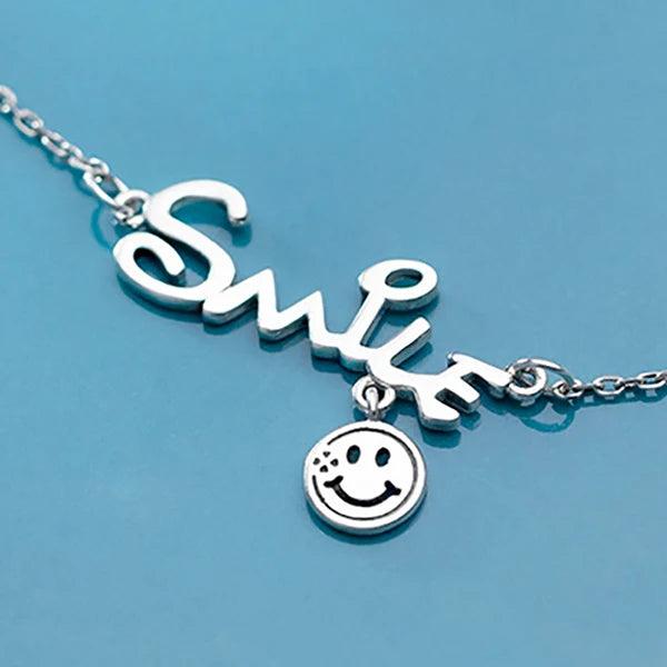 Silver 925 Smile Face Pendant Choker Necklace Jewelry