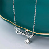 Silver 925 Smile Face Pendant Choker Necklace Jewelry