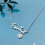 Silver 925 Smile Face Pendant Choker Necklace Jewelry