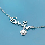 Silver 925 Smile Face Pendant Choker Necklace Jewelry