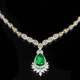 Lab Emerald Pendant Necklace Silver Chain Choker