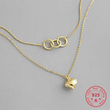 925 Silver Heart Pendant Double-layer Female Jewelry