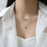 925 Silver Heart Pendant Double-layer Female Jewelry