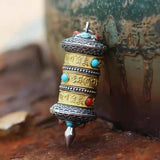 National Tide Prayer Wheel Pendant Necklace Tibet
