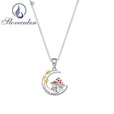 925 Silver Moon & Star Mushroom Pendant Choker Necklace