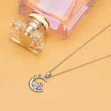 925 Silver Moon & Star Mushroom Pendant Choker Necklace
