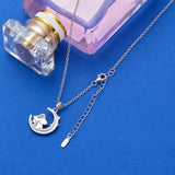 925 Silver Moon & Star Mushroom Pendant Choker Necklace