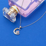 925 Silver Moon & Star Mushroom Pendant Choker Necklace