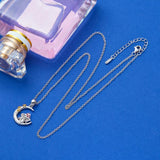 925 Silver Moon & Star Mushroom Pendant Choker Necklace