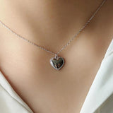 925 Silver Love Necklace Women Clavicle Peach Heart Pendant Jewelry