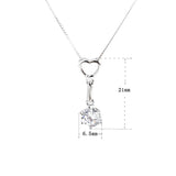 S925 Heart Style Women Chain Necklace Stone Pendant