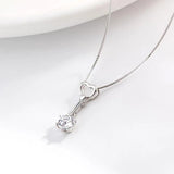 S925 Heart Style Women Chain Necklace Stone Pendant