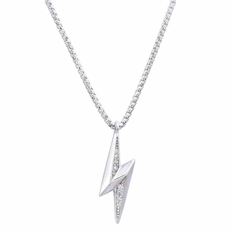 925 Silver Lighting Star Pendant Choker Necklace Hip Hop Lock
