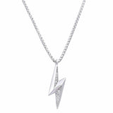 925 Silver Lighting Star Pendant Choker Necklace Hip Hop Lock