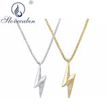 925 Silver Lighting Star Pendant Choker Necklace Hip Hop Lock