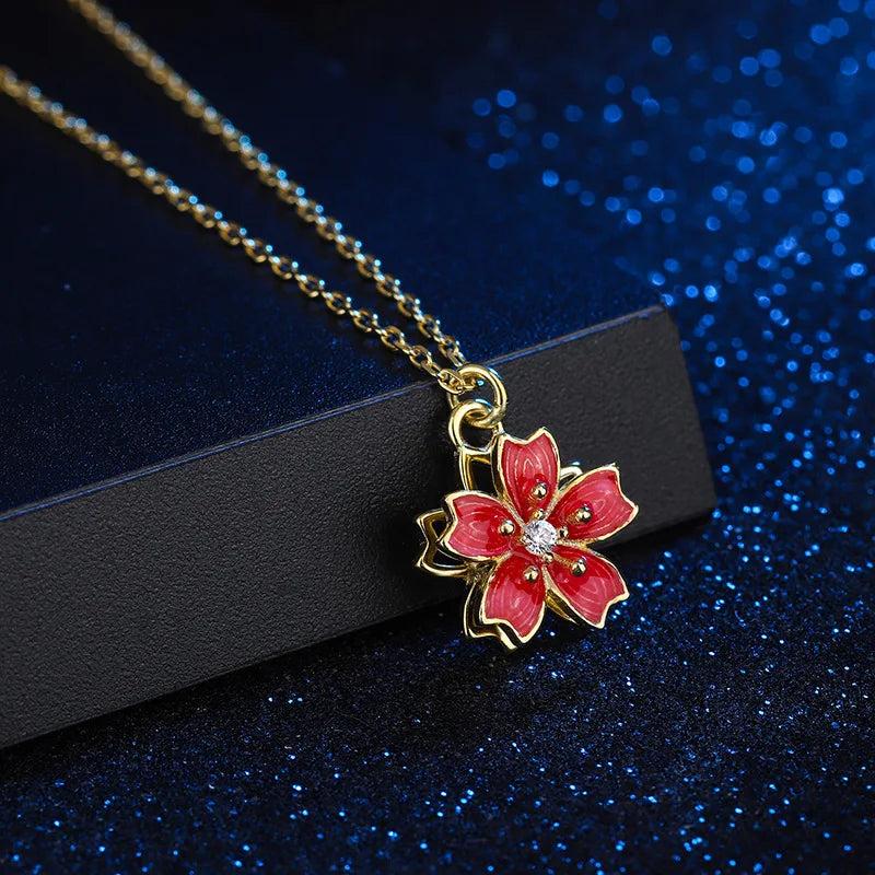 S925 Sterling Silver Peach Blossom Necklace