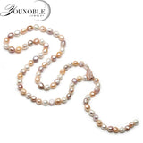 Natural Freshwater Long Pearl Necklace Women Wedding Baroque Pearl Necklace