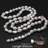 Natural Freshwater Long Pearl Necklace Women Wedding Baroque Pearl Necklace