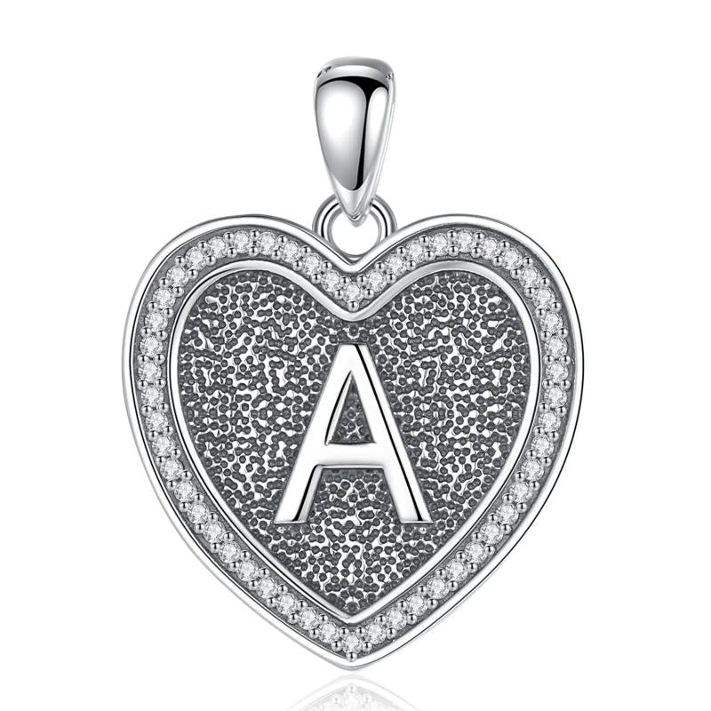 Eudora 925 Silver Vintage Initial Necklace Heart Letter A Zircon Pendant