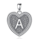 Eudora 925 Silver Vintage Initial Necklace Heart Letter A Zircon Pendant