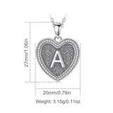 Eudora 925 Silver Vintage Initial Necklace Heart Letter A Zircon Pendant